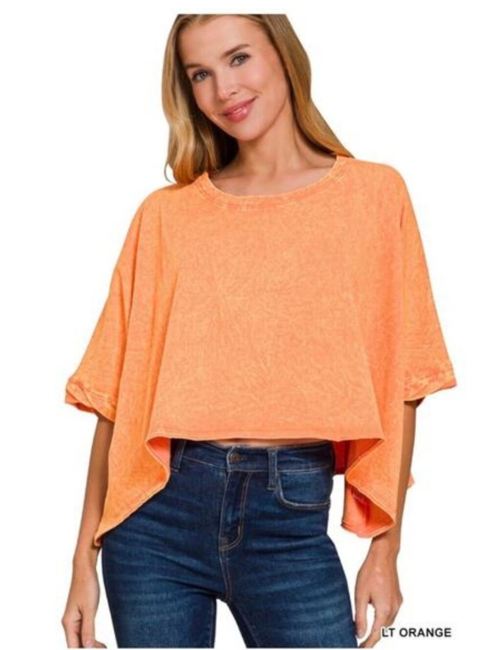 Zenana Cropped Drop Shoulder Batwing Boxy Tee